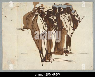 Dessin, Paul prêchant à Athènes, d'après Raphaël; conçu par Felice Giani (italien, 1758–1823); Italie; graphite, stylo et encre, laver au pinceau et au sépia sur papier. Banque D'Images