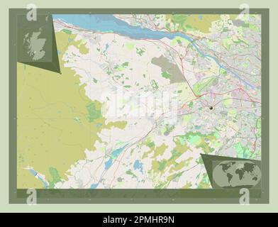 Renfrewshire, région d'Écosse - Grande-Bretagne. Ouvrez la carte des rues. Cartes d'emplacement auxiliaire d'angle Banque D'Images