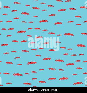 Motif de crabe rouge sur fond cyan sans couture Illustration de Vecteur
