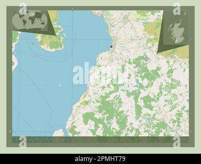 South Ayrshire, région d'Écosse - Grande-Bretagne. Ouvrez la carte des rues. Cartes d'emplacement auxiliaire d'angle Banque D'Images