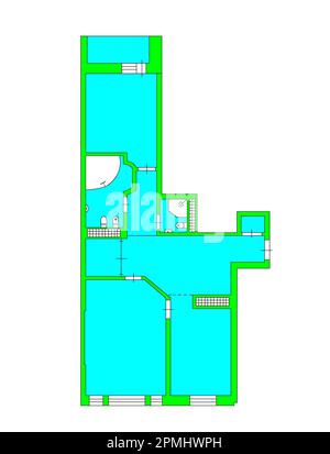 plan de la surface de vente 2D Plan de la surface de vente Plan de la surface de vente croquis du stock. Plan d'étage croquis à la main. Dessin d'esquisse du plancher plat de l'appartement Banque D'Images