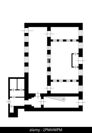 plan de la surface de vente 2D Plan de la surface de vente Plan de la surface de vente croquis du stock. Plan d'étage croquis à la main. Dessin d'esquisse du plancher plat de l'appartement Banque D'Images