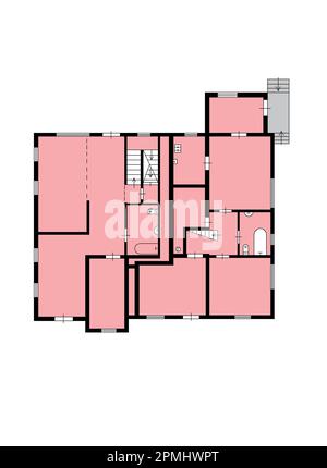 plan de la surface de vente 2D Plan de la surface de vente Plan de la surface de vente croquis du stock. Plan d'étage croquis à la main. Dessin d'esquisse du plancher plat de l'appartement Banque D'Images