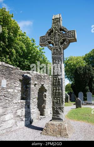 High Cross, Monastère Ruin, Mainistir Bhuithe, Cross Cross, Tall Cross ou West Cross, Monasterboice, Comté de Lough, Irlande Banque D'Images