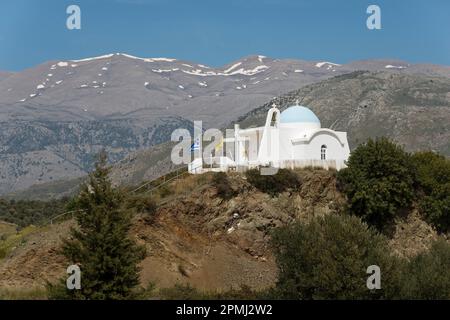 Église de Profitis Ilias au nord de Mantres, Crète, Grèce, Prophète Elijah Banque D'Images