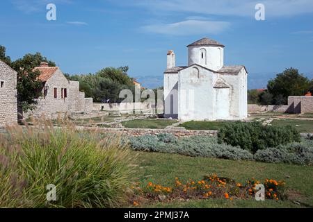 Eglise de Sveti Kriz, Sainte Croix, Crkva svetoga Kriza, plus petite cathédrale du monde, vieille ville de sel de Nin, Croatie Banque D'Images