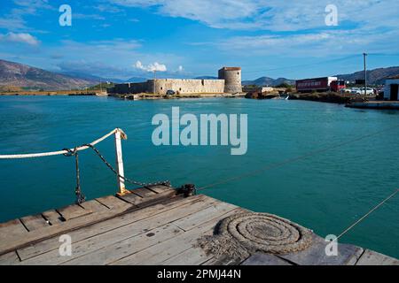 Château triangulaire, fort vénitien, Butrint, Canal Vivar, Albanie Banque D'Images