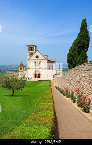 Assisi, Basilique de San Francesco, Basilique de Saint François, site classé au patrimoine mondial de l'UNESCO, province de Pérouse, Ombrie, Italie Banque D'Images