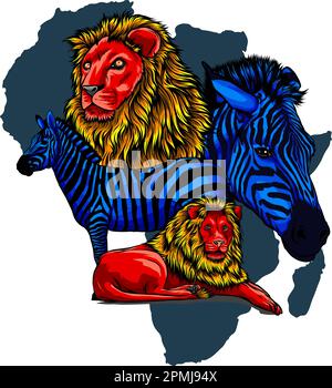 Faune d'Afrique, continent mondial. La faune et la flore. Illustration vectorielle Illustration de Vecteur