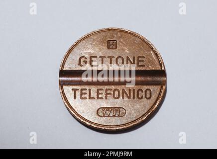 Vintage italien coin “gettone telefonico” Banque D'Images