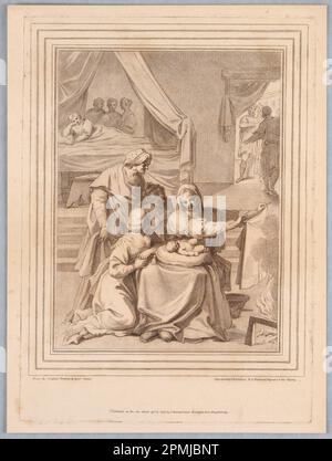 Imprimé, naissance de Pyrrhus, 1797; Imprimeur: Francesco Bartolozzi (italien, 1727–1815); d'après Annibale Carracci (italien, 1560–1609); Italie; gravure à la ligne et à l'encre marron sur papier blanc; 34,4 × 24,7 cm (13 9/16 × 9 3/4 po); legs de George Campbell Cooper; 1896-3-306 Banque D'Images