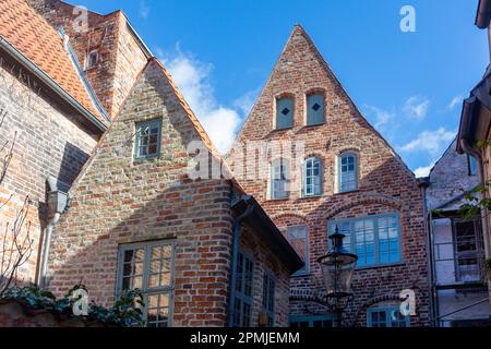 Anciennes maisons en briques dans la vieille ville, Lübeck, Schleswig-Holstein, République fédérale d'Allemagne Banque D'Images