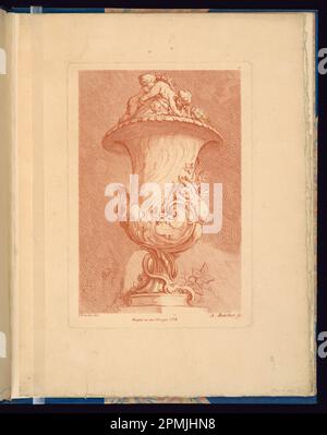 Imprimé relié, planche 9, Livre de vases; conçu par François Boucher (français, 1703–1770); gravé par A. Bouchet (français, actif ca. 1730-1740); publié par Gabriel Huquier (français, 1695–1772); France; gravure à l'encre rouge sur papier crème; 21,5 × 14,8 cm (8 7/16 × 5 13/16 po) Banque D'Images