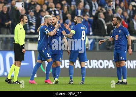 Poznan, Pologne. 13th avril 2023. Kristoffer Velde lors de la première finale de la Ligue des conférences européennes de l'UEFA entre Lech Poznan et ACF Fiorentina au stade de Poznan sur 13 avril 2023 à Poznan, en Pologne. (Photo de Piotr Matusewicz/PressFocus/Sipa USA) crédit: SIPA USA/Alay Live News Banque D'Images