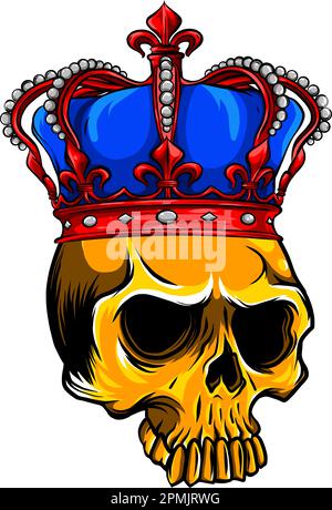 illustration vectorielle du crâne avec corbeau sur fond blanc. tirage numérique Illustration de Vecteur