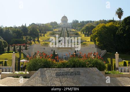 Jardins de Bahai à Haïfa, Israël Banque D'Images