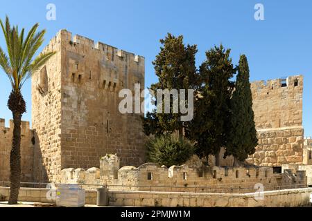 Tour de David à Jérusalem, Israël. La citadelle de Tncient est située près de la vieille ville de Jérusalem. Banque D'Images