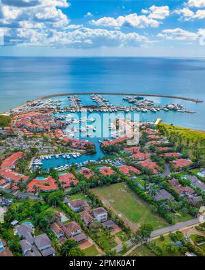 Une superbe vue aérienne de Marina Casa de Campo à la Romana, République Dominicaine Banque D'Images