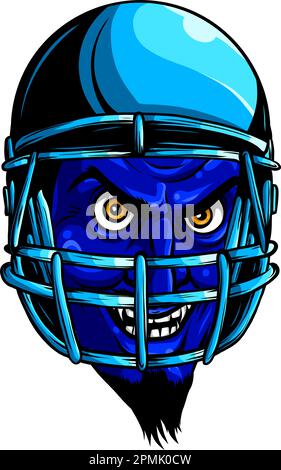 Graphic Vector Sports : démonstration d'une mascotte démon du diable de football américain sur le casque de football Illustration de Vecteur