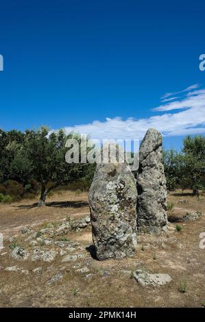 Menhirs et les inhumations mégalithiques de Pranu Mutteddu, Goni (CA), Sardaigne, Italie Banque D'Images