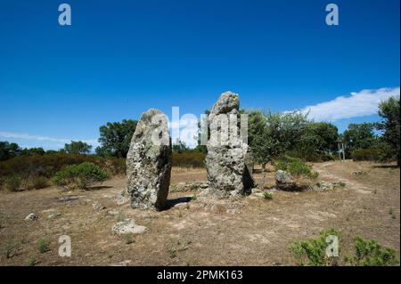 Menhirs et les inhumations mégalithiques de Pranu Mutteddu, Goni (CA), Sardaigne, Italie Banque D'Images