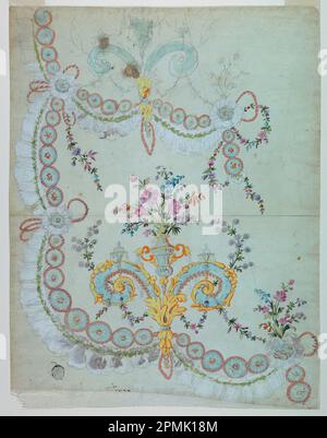 Dessin, N° de conception 1877 pour la broderie de la partie inférieure avant de la fabrique de St. RUF'; conçu par fabrique de Saint RUF; France; graphite, pinceau et gouache sur papier; 58,2 × 44,9 cm (22 15/16 × 17 11/16 po) Banque D'Images