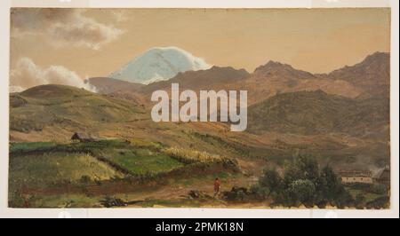 Dessin, Mont Chimborazo, Équateur; église Frédéric Edwin (américaine, 1826–1900); Équateur; peinture à l'huile et au pinceau, traces de graphite sur un carton fin; 23,5 × 44,5 cm (9 1/4 × 17 1/2 po) Tapis : 40,6 × 55,9 cm (16 × 22 po) Banque D'Images