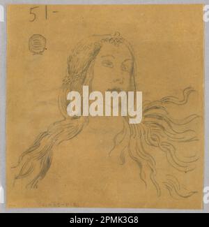 Dessin, croquis de la tête de la femme; Francis Augustus Lathrop (américain, 1849 - 1909); États-Unis; graphite sur papier à tracer; 18,6 × 18 cm (7 5/16 × 7 1/16 po); 1914-38-125 Banque D'Images