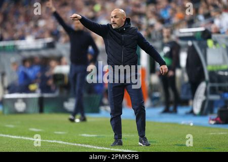 Poznan, Bologne. 13th avril 2023. Entraîneur Vincenzo Italiano de Fiorentina pendant la Ligue de la Conférence européenne de l'UEFA, quart de finale, match de football de 1st jambes entre KKS Lech Poznan et ACF Fiorentina sur 13 avril 2023 au Stadion de l'INEA à Poznan, Pologne - photo Piotr Matusewicz/DPPI crédit: DPPI Media/Alay Live News Banque D'Images