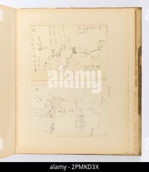 Album page, dessin du profil de moulage avec les dimensions, emplacement inconnu; Whitney Warren Jr. (Américain, 1864–1943) ; éventuellement en Italie ; graphite sur papier vélin blanc cassé épais monté sur papier vélin blanc cassé avec reliure à tissu ; feuille : 16,3 x 12,1 cm (6 7/16 x 4 3/4 po.), montage irrégulier : 24,9 x 31,7 cm (9 13/16 x 12 1/2 po.) Banque D'Images