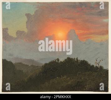 Dessin, nuages et coucher de soleil, Jamaïque; église Frederic Edwin (américaine, 1826–1900); États-Unis; peinture à l'huile et au pinceau, traces de graphite sur carton fin; 25,7 × 30,5 cm (10 1/8 × 12 po.) Banque D'Images