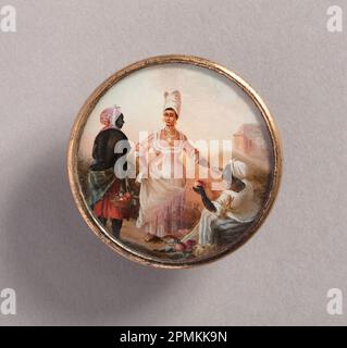 Button (Haïti); attribué à Agostino Brunias (italien, ca. 1730–1796); fait pour Toussaint l'ouverture; peinture gouache sur verre d'étain, ivoire (support), verre, métal doré Banque D'Images