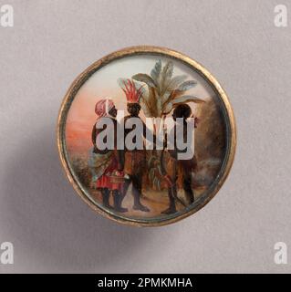 Button (Haïti); attribué à Agostino Brunias (italien, ca. 1730–1796); fait pour Toussaint l'ouverture; peinture gouache sur verre d'étain, ivoire (support), verre, métal doré Banque D'Images