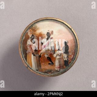 Button (Haïti); attribué à Agostino Brunias (italien, ca. 1730–1796); fait pour Toussaint l'ouverture; peinture gouache sur verre d'étain, ivoire (support), verre, métal doré Banque D'Images