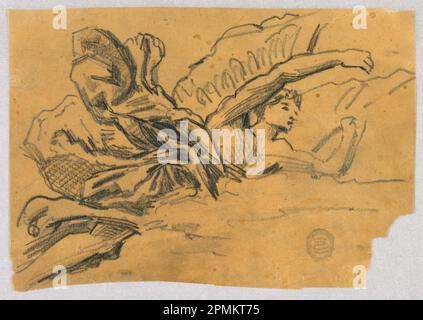 Dessin, Etude d'un Ange avec drapery; Francis Augustus Lathrop (américain, 1849 - 1909); Etats-Unis; graphite et crayon noir sur papier à tracer; 16,2 × 23,5 cm (6 3/8 × 9 1/4 po); 1914-38-115 Banque D'Images