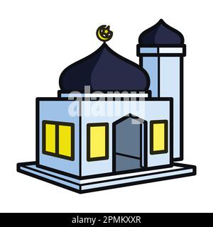 Petite Mosquée bleue. Illustration du vecteur d'icône EID Mubarak Illustration de Vecteur