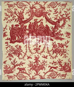 Textile, la Couronne de la Rosière; conçu par Jean-Baptiste Huët (1745 – 1811); Société: Oberkampf & Cié. (France) ; France ; coton ; Warp x Weft : 110 x 96 cm (43 5/16 x 37 13/16 po.) Répéter H (modèle): 93 cm (36 5/8 po); Béquest d'Elinor Merrell; 1995-50-38 Banque D'Images