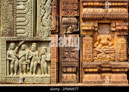 Détails de sculpture à l'entrée du monastère de Ratnagiri, Odisha, Inde. Banque D'Images