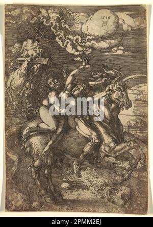 Imprimé, enlèvement de Proserpine sur une licorne, 1516; Imprimeur: Albrecht Dürer (allemand, 1471–1528); Allemagne; gravure sur papier blanc cassé; 30,8 x 21 cm (12 1/8 x 8 1/4 po); legs de George Campbell Cooper; 1896-3-43 Banque D'Images