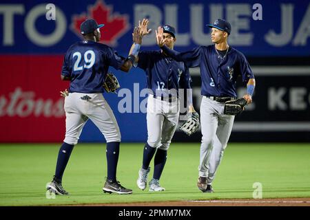 Tampa Tarpons outfielder Nelson Medina (3) during an MiLB Florida State  League baseball game against the Lakeland Flying Tigers on April 9, 2023 at  George M. Steinbrenner Field in Tampa, Florida. (Mike