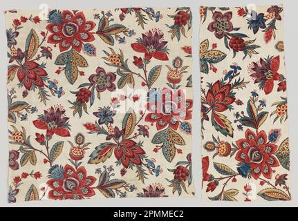 Textile (France) ; Société : Oberkampf & Cie. (France) ; fil de chaîne en lin, trame en coton ; gauchissement x trame (a) : 39 x 38,1 cm (15 3/8 x 15 po.) Gauchissement x trame (b) : 17,1 x 40 cm (6 3/4 x 15 3/4 po.) Banque D'Images