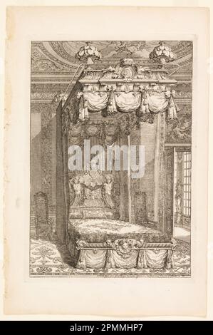Imprimé, Design for State Bedchamber, in second Livre d'Appartement (second Livre on Interiors); conçu par Daniel Marot (français, actif aux pays-Bas et en Angleterre, 1661–1752); pays-Bas; gravure et gravure sur papier blanc; feuille: 35 x 23,5 cm (13 3/4 x 9 1/4 po) Marq. Plateau : 28,3 x 19,9 cm (11 1/8 x 7 13/16 po.) Banque D'Images