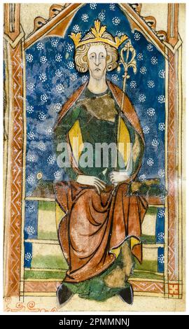 Henry II d'Angleterre (1133-1189), Roi d'Angleterre (1154-1189), peinture manuscrite lumineuse pour portraits, 1280-1300 Banque D'Images