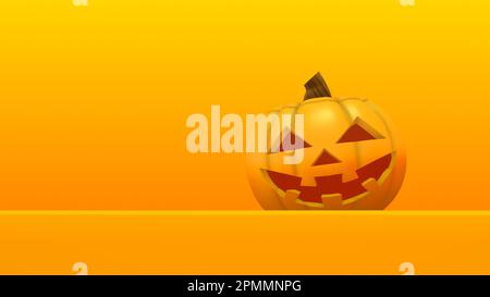 Bonne citrouille d'Halloween sur fond jaune Banque D'Images