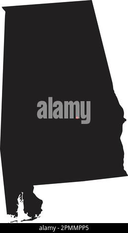 Carte très détaillée de l'Alabama Silhouette. Illustration de Vecteur