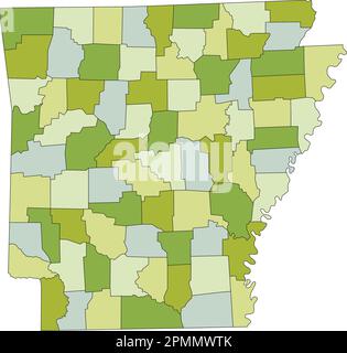 Carte politique modifiable très détaillée avec des couches séparées. Arkansas. Illustration de Vecteur