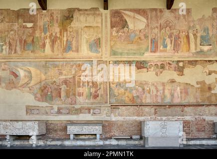 Fresques à Campo Santo ou Camposanto Monumentale Pise, Toscane, Italie Banque D'Images