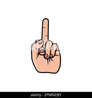 Signe de main du doigt du milieu isolé sur un fond blanc. Illustration du vecteur d'icône. Illustration de Vecteur