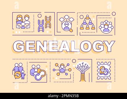 Bannière orange concepts de mot généalogique Illustration de Vecteur