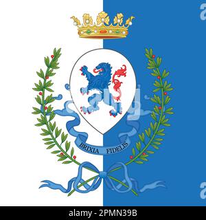 Ville de Brescia armoiries sur le drapeau, Lombardie, Italie, illustration vectorielle Illustration de Vecteur